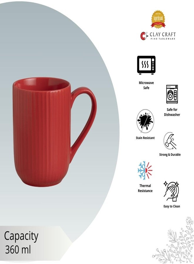Clay Craft Fine Ceramic Linea Microwave Safe Coffee & Milk Mug, 360Ml, 1 Piece, Red, Mug for Coffee, Ideal for Gifting, Perfect for Home & Office - Image 5